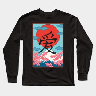 Kanji Love Pixel Art Long Sleeve T-Shirt